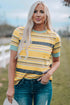 Relaxed Fit Striped Crew Neck Short Sleeve Top