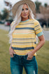 Relaxed Fit Striped Crew Neck Short Sleeve Top