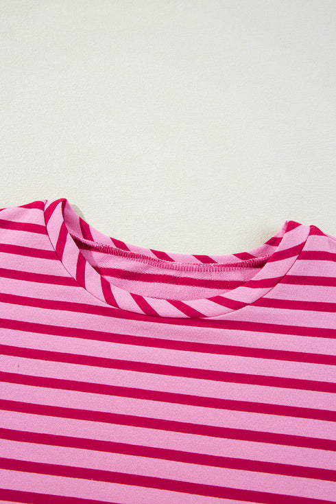 Relaxed Fit Striped Drop Shoulder Crew Neck Sweatshirt