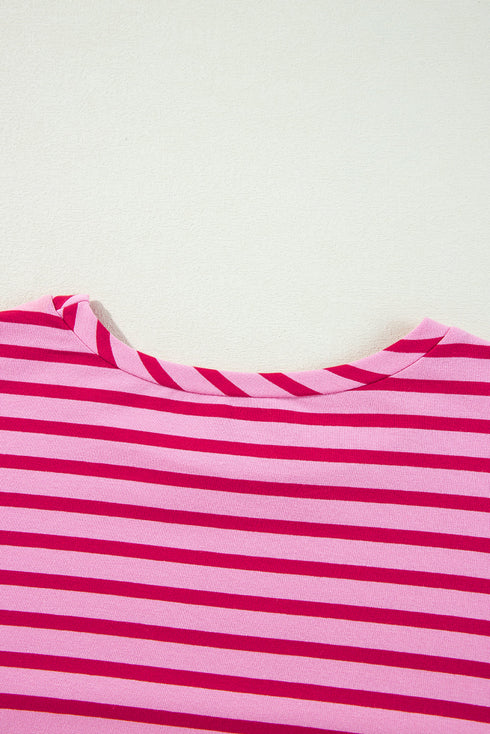 Relaxed Fit Striped Drop Shoulder Crew Neck Sweatshirt