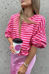 Relaxed Fit Striped Drop Shoulder Crew Neck Sweatshirt