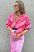 Relaxed Fit Striped Drop Shoulder Crew Neck Sweatshirt