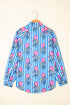 Relaxed Fit Striped Floral Button Front Shirt