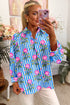 Relaxed Fit Striped Floral Button Front Shirt