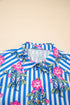 Relaxed Fit Striped Floral Button Front Shirt