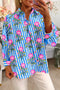 Relaxed Fit Striped Floral Button Front Shirt