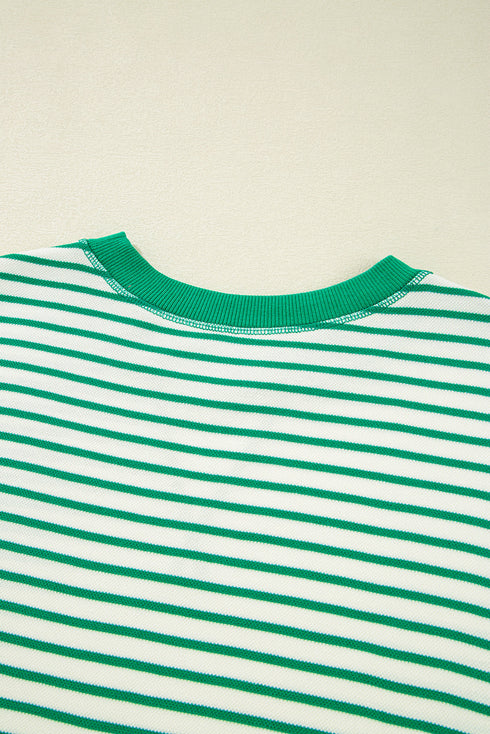 Relaxed Fit Striped Patchwork Exposed Seam Top