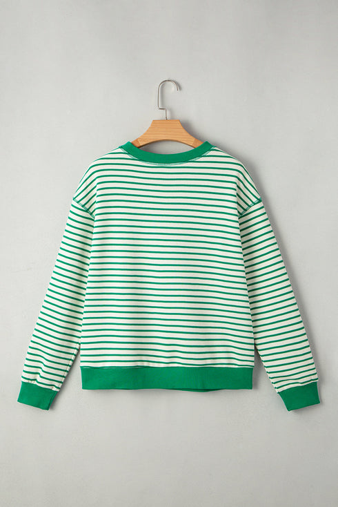 Relaxed Fit Striped Patchwork Exposed Seam Top