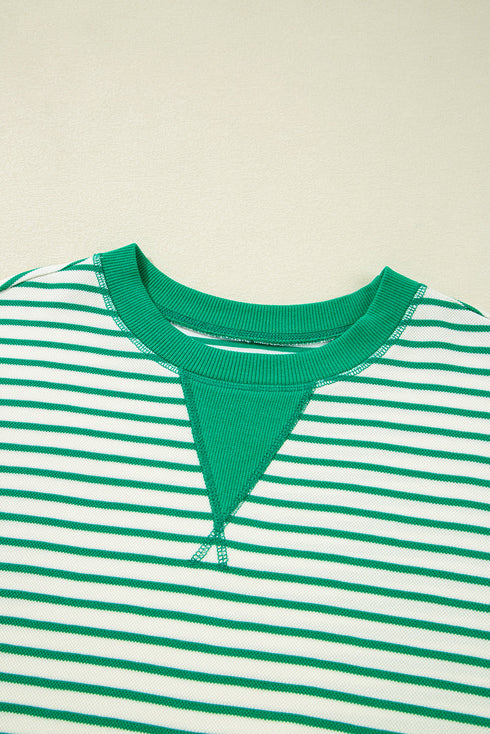Relaxed Fit Striped Patchwork Exposed Seam Top