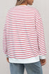 Relaxed Fit Striped Print Round Neck Long Sleeve Top