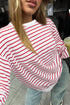 Relaxed Fit Striped Print Round Neck Long Sleeve Top