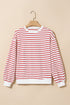 Relaxed Fit Striped Print Round Neck Long Sleeve Top