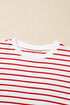 Relaxed Fit Striped Print Round Neck Long Sleeve Top