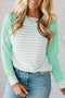 Relaxed Fit Striped Raglan Sleeve Soft Knit Tee