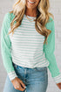 Relaxed Fit Striped Raglan Sleeve Soft Knit Tee