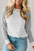 Relaxed Fit Striped Raglan Sleeve Soft Knit Tee