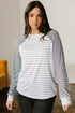 Relaxed Fit Striped Raglan Sleeve Soft Knit Tee