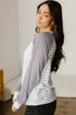 Relaxed Fit Striped Raglan Sleeve Soft Knit Tee