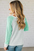 Relaxed Fit Striped Raglan Sleeve Soft Knit Tee