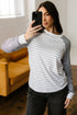 Relaxed Fit Striped Raglan Sleeve Soft Knit Tee