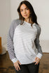 Relaxed Fit Striped Raglan Sleeve Soft Knit Tee