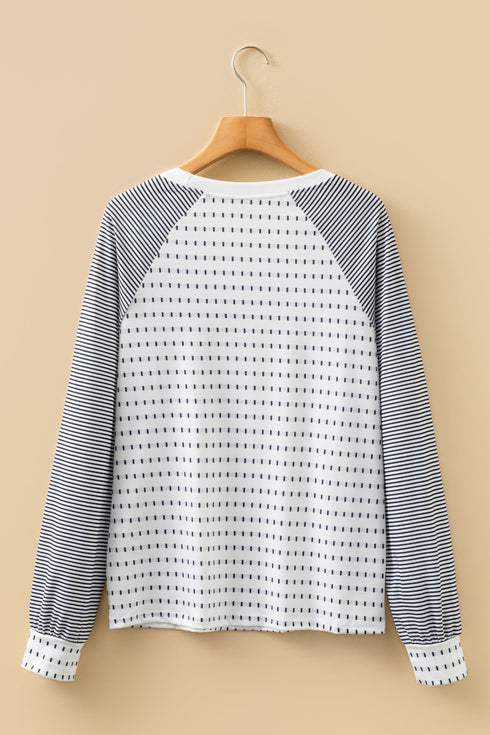 Relaxed Fit Striped Raglan Sleeve Soft Knit Tee