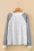 Relaxed Fit Striped Raglan Sleeve Soft Knit Tee