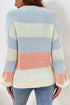 Relaxed Fit Striped Ribbed Knit Crew Neck Sweater