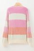 Relaxed Fit Striped Ribbed Knit Crew Neck Sweater