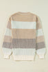 Relaxed Fit Striped Ribbed Knit Crew Neck Sweater