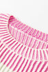 Relaxed Fit Striped Ribbed Knit Crew Neck Sweater
