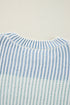 Relaxed Fit Striped Ribbed Knit Crew Neck Sweater