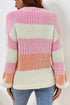Relaxed Fit Striped Ribbed Knit Crew Neck Sweater