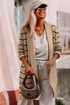 Relaxed Fit Striped Ribbed Open Front Cardigan