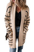 Relaxed Fit Striped Ribbed Open Front Cardigan