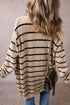 Relaxed Fit Striped Ribbed Open Front Cardigan