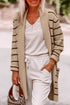 Relaxed Fit Striped Ribbed Open Front Cardigan