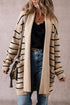 Relaxed Fit Striped Ribbed Open Front Cardigan