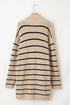Relaxed Fit Striped Ribbed Open Front Cardigan