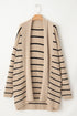 Relaxed Fit Striped Ribbed Open Front Cardigan