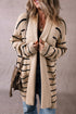 Relaxed Fit Striped Ribbed Open Front Cardigan