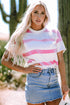 Relaxed Fit Striped Short Sleeve Boxy Knit Sweater