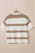 Relaxed Fit Striped Short Sleeve Boxy Knit Sweater