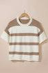 Relaxed Fit Striped Short Sleeve Boxy Knit Sweater