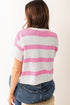 Relaxed Fit Striped Short Sleeve Boxy Knit Sweater