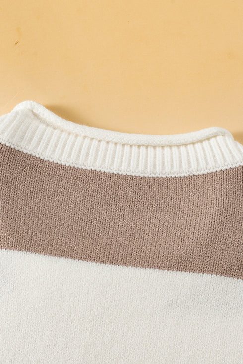 Relaxed Fit Striped Short Sleeve Boxy Knit Sweater