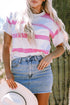 Relaxed Fit Striped Short Sleeve Boxy Knit Sweater
