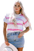 Relaxed Fit Striped Short Sleeve Boxy Knit Sweater