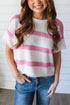 Relaxed Fit Striped Short Sleeve Boxy Knit Sweater