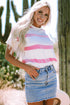 Relaxed Fit Striped Short Sleeve Boxy Knit Sweater